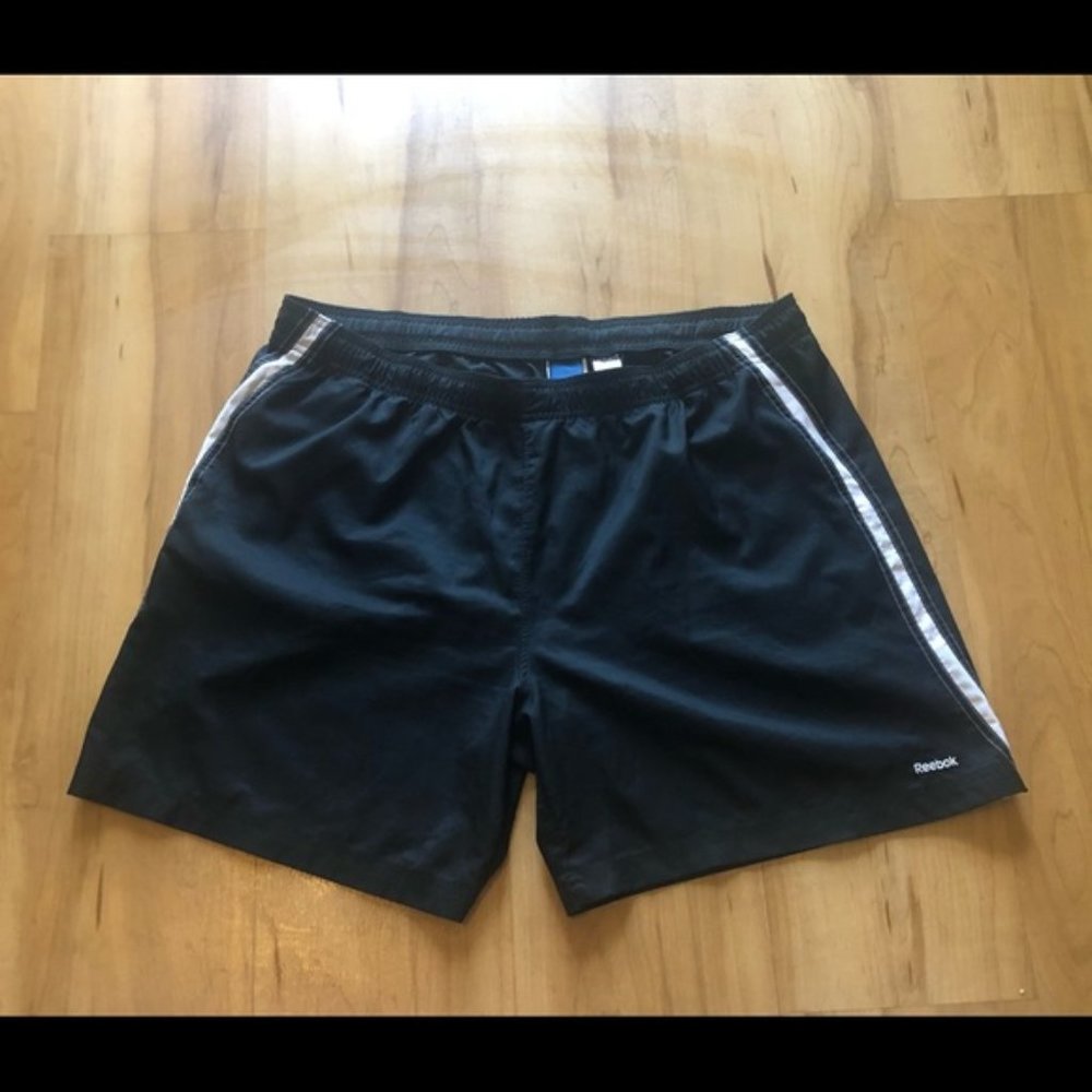 Mens Reebok Shorts Gym Black White XL Drawstring